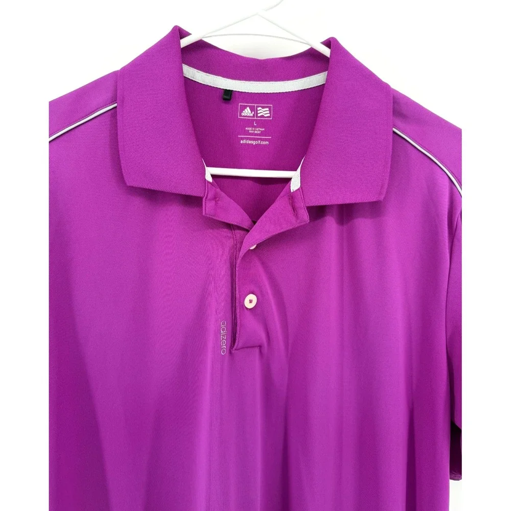 Adidas Adizero Golf Purple Polo Performance Short Sleeve Logo Country Club Men L